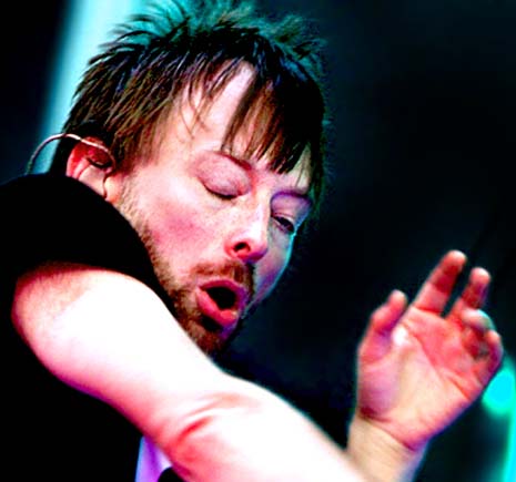 Thom Yorke's left hand is featured with a very short heart line! (broken heart line)