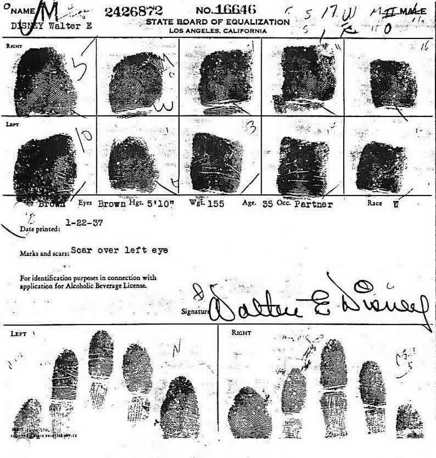 Walt Disney fingerprints.